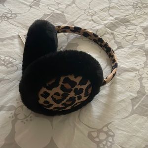 Leopard print fuzzy earmuffs